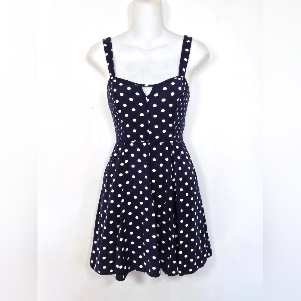 Navy Polka Dot Sleeveless Fit & Flare Retro Pinup Dress